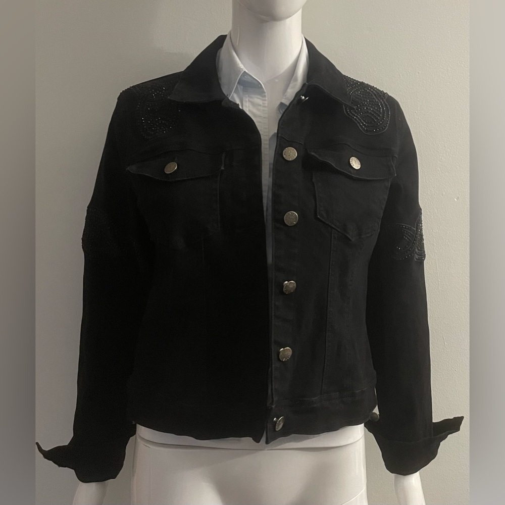 A.Z.I. Jeans Denim Black Embellishment jacket size S